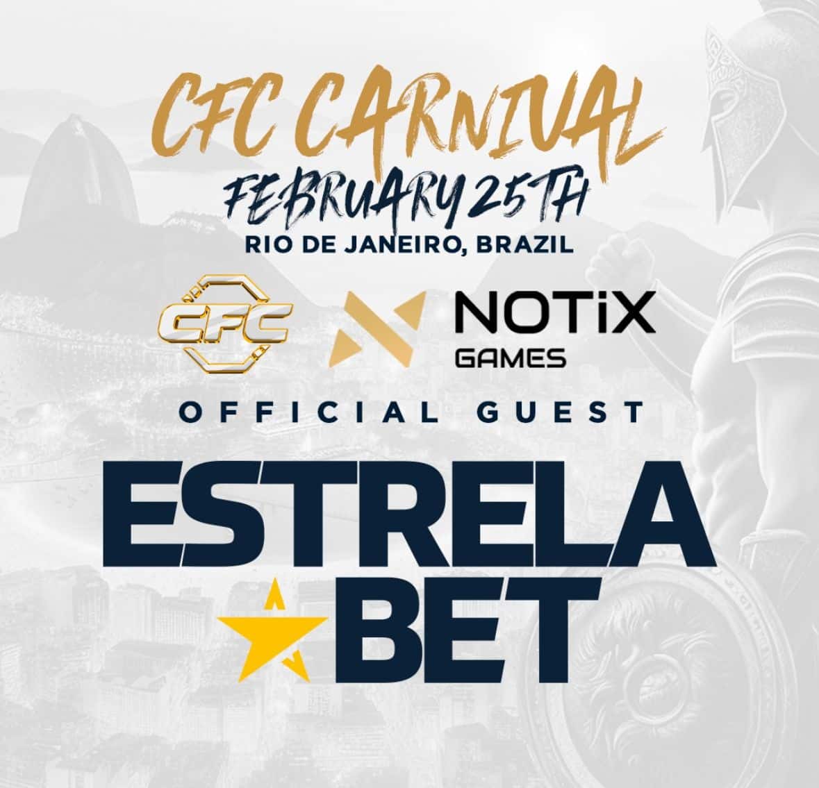 Leia mais sobre o artigo Em parceria com EstrelaBet, Centurion Fighting Championship anuncia edição de carnaval em 2025 no Rio de Janeiro