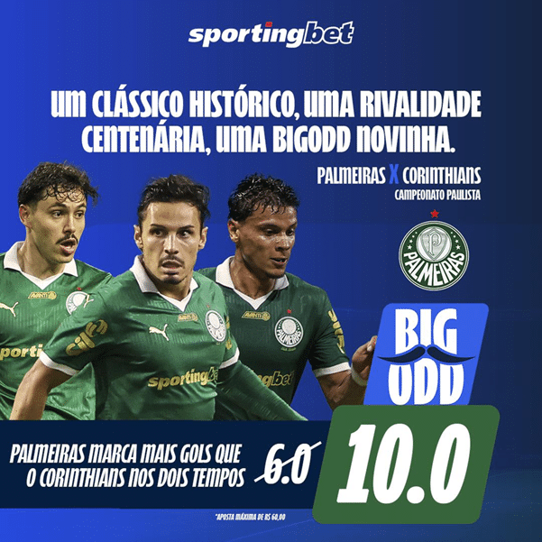 Leia mais sobre o artigo Patrocinadora paga 10 para 1 se o Palmeiras vencer o Corinthians nos dois tempos