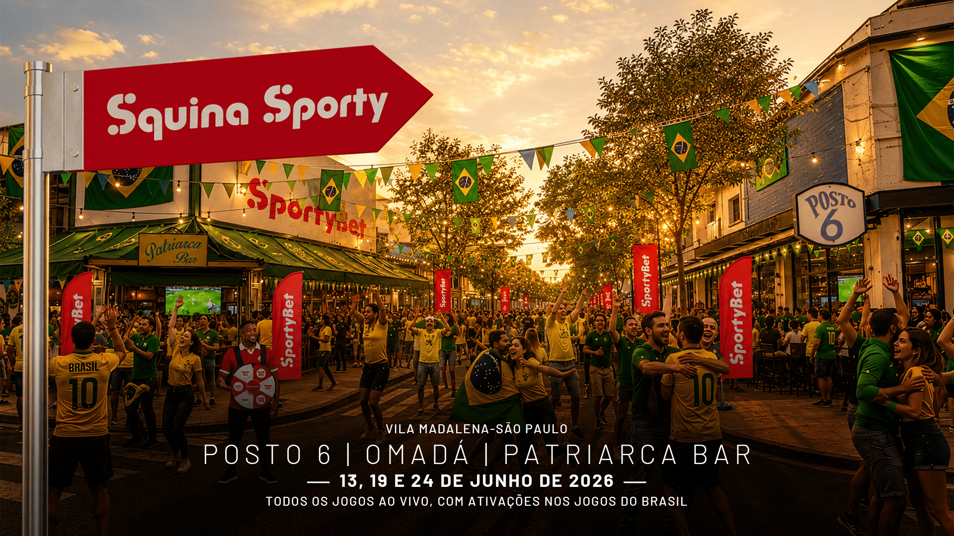 SportyBet cria fan zone na Vila Madalena para jogos da Seleção Brasileira na Copa do Mundo 2026